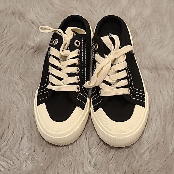 Jenn ardor womens black and white lace up canvas slip on‎ sneakers size 7 - Picture 1 of 8